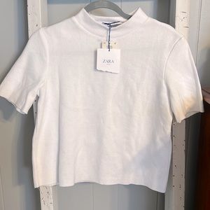 Zara white heavy knit shirt